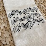 Pano PAUTA DE MÚSICA | Bege | Tela / loiça | Suspiro d´Algodão