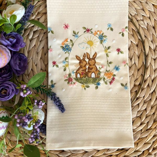 Pano COELHOS DO CAMPO | Bege | Tela / loiça | Suspiro d´Algodão