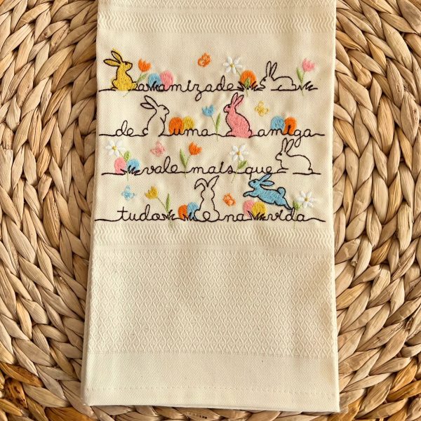 Pano AMIZADE PÁSCOA | Bege | Tela/Loiça | Suspiro d´Algodão