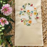 Pano OVO FLORAL | Bege | Tela / loiça | Suspiro d´Algodão